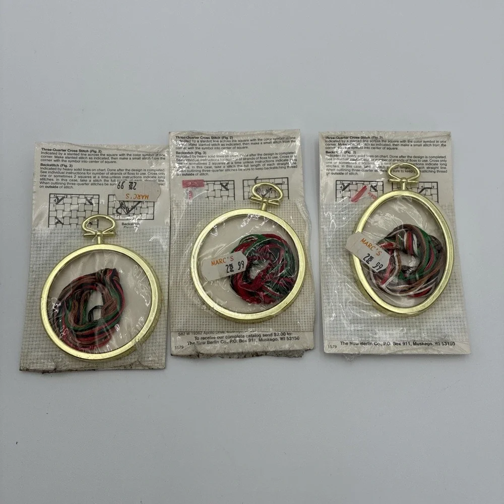 Vintage New Berlin Co Christmas Ornament Cross Stitch Kits Lot of 3 Noel Mouse
